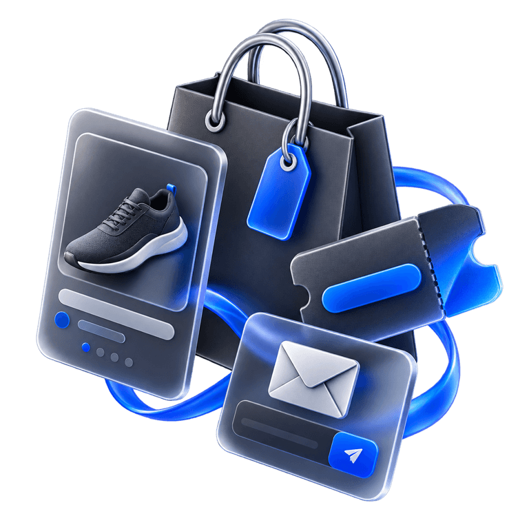 E-commerce offer and shopping bag illustration